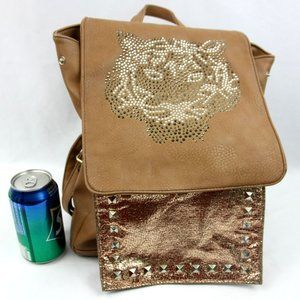 Face 2 Face Faux Leather Backpack Bag w Tiger Cat